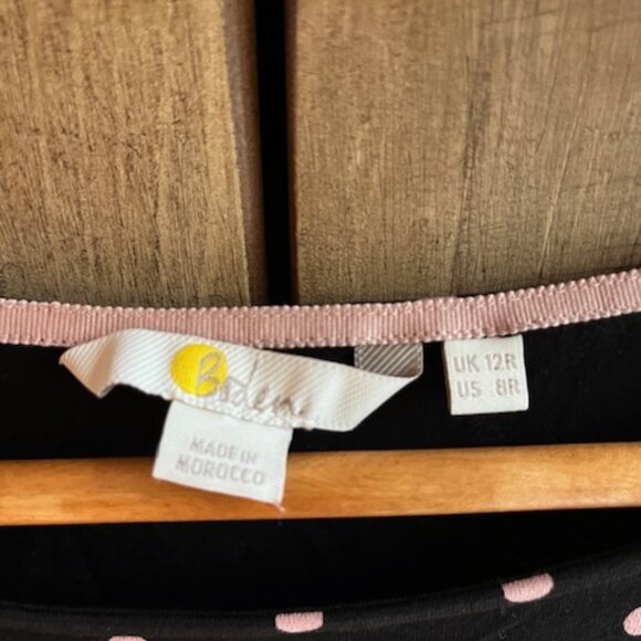 Boden Amelie Dress – Black with Pink Polka Dots – Size 8 - Picture 2 of 4